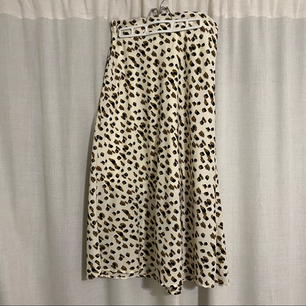 NWT Wishlist Leopard Animal Print Midi Skirt L Cream Tan & Black